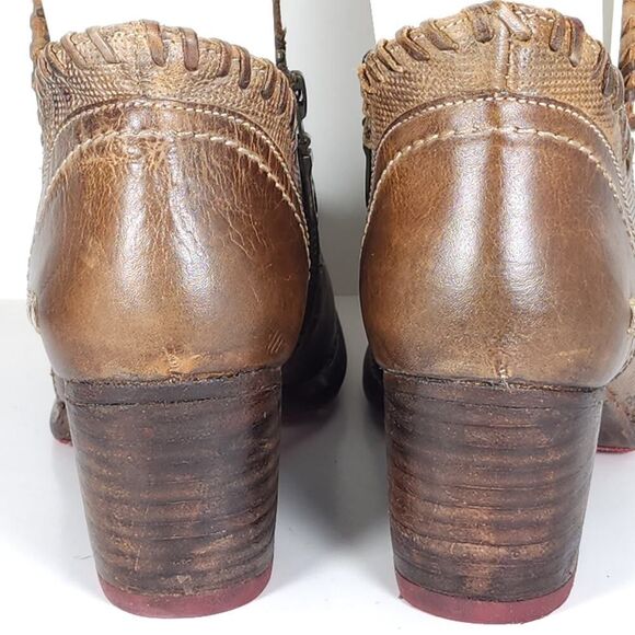 BedStu Women's Carla US6,5 Brown Leather Distressed Whipstitch Heel Ankle Boots - Picture 14 of 14